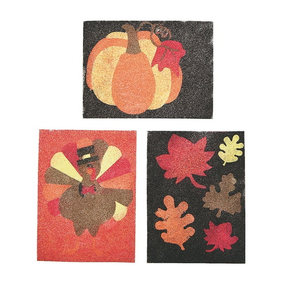 Fun Express 5 1/2" x 3 1/4" Assorted Colored Sand Art Picture Craft Kit Makes 12 Sand Art Pictures