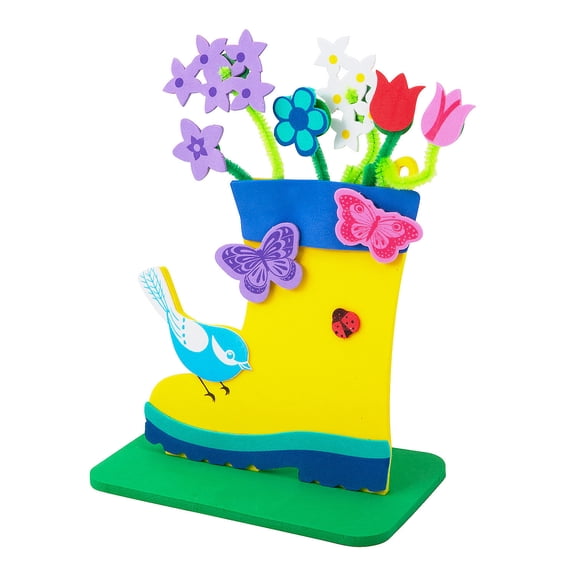 Fun Express 5 1/2" x 7 1/4" 3D Spring Rainboot Stand-Up Craft Kit Makes 12