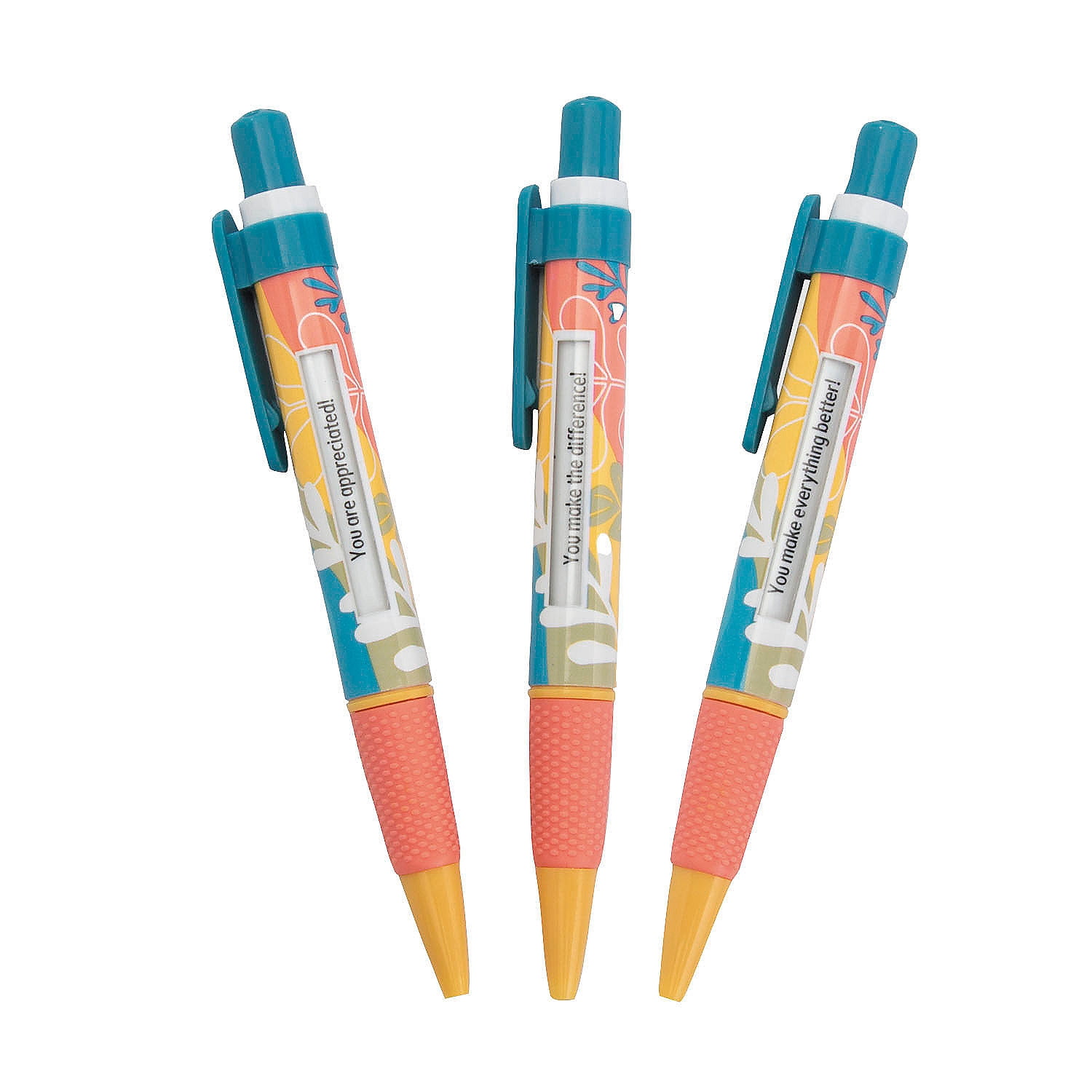 Fun Express 5 1/4" Appreciation Multicolor Plastic Message Pens - 12 Pieces