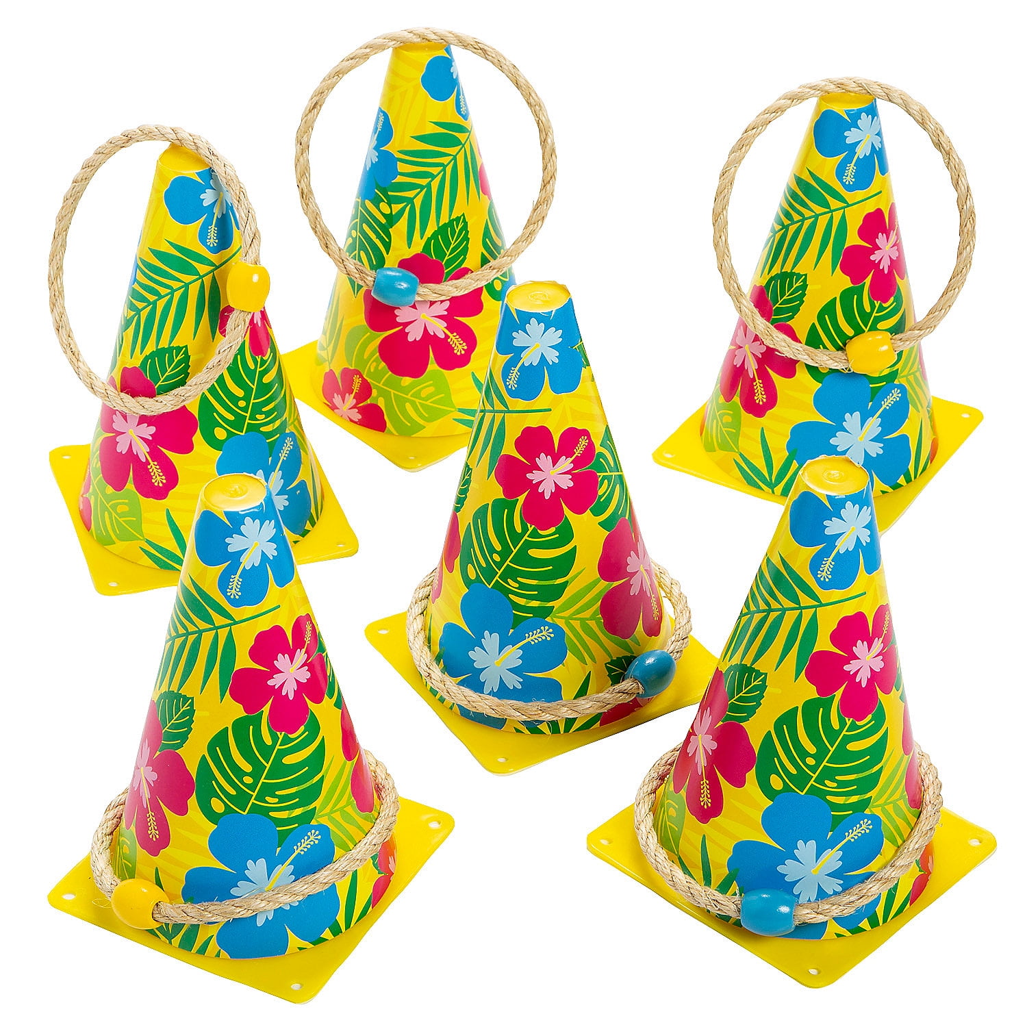 Fun Express 5 1/4" x 8" Luau Plastic Multicolor Cone Ring Toss Game