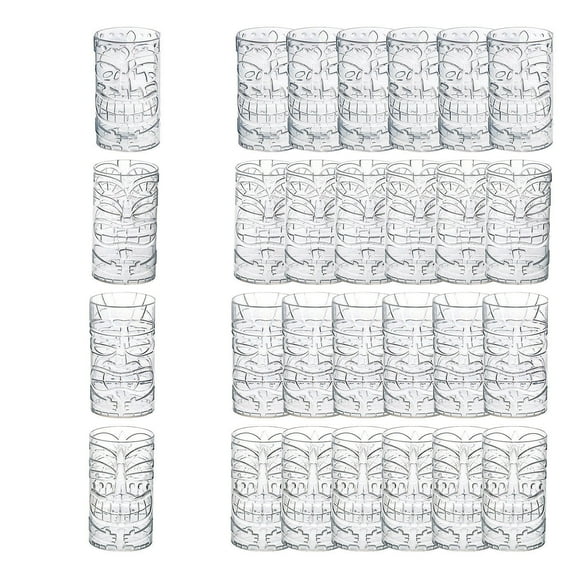Fun Express 5" 14 oz. Bulk 24 Count Tiki Totem Reusable Clear Plastic Cups