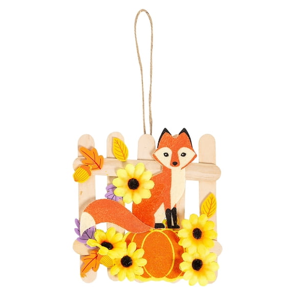 Fun Express 5 3/4" Fox & Fall Pumpkin Fence Scene Craft Stick Craft Kit - Makes 6