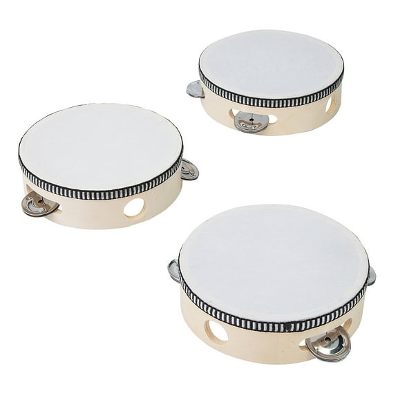 Fun Express 5 3/4" x 2" Wood Musical Instruments Tambourines Set - 3 Pieces