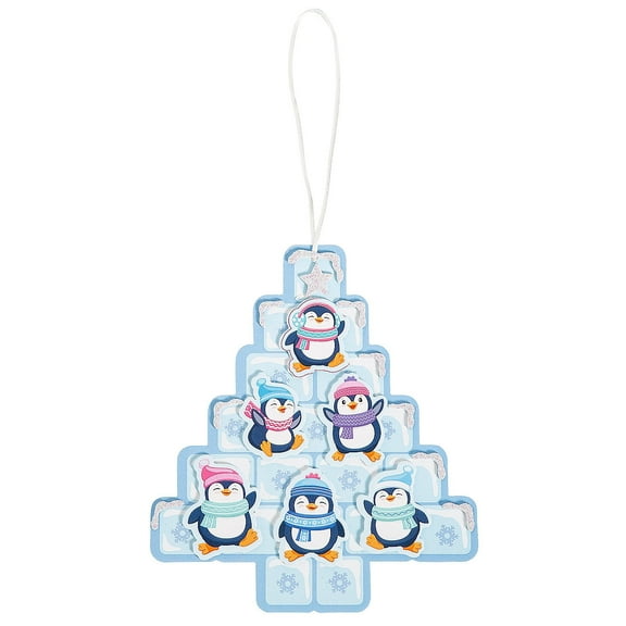 Fun Express 5 3/4" x 6 1/2" Penguin Christmas Tree Sign Foam Craft Kit - Makes 12