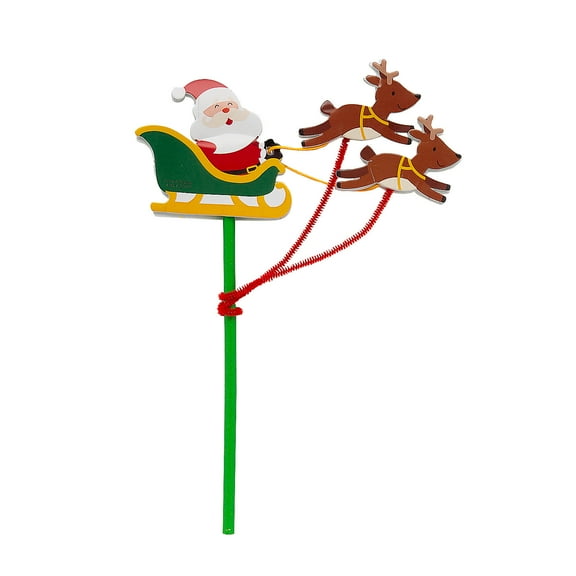 Fun Express 5 3/4" x 9" Flying Santa Sleigh with Reindeer Foam Craft Kit - Makes 12