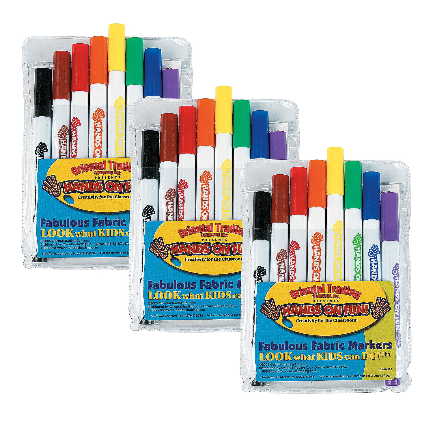 Fun Express 5" Bulk 48 Pieces Classic Fabric Markers - 8 Colors per Box, 6 Boxes per Unit