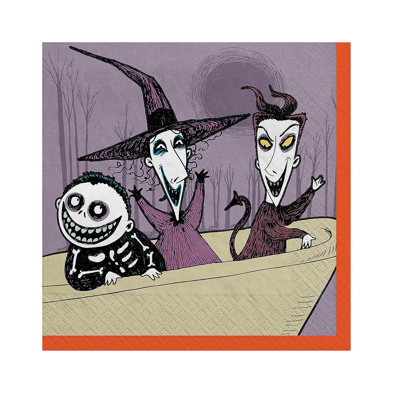 Fun Express 5" Disneys The Nightmare Before Christmas Pumpkin King Beverage Napkins - 36 Count