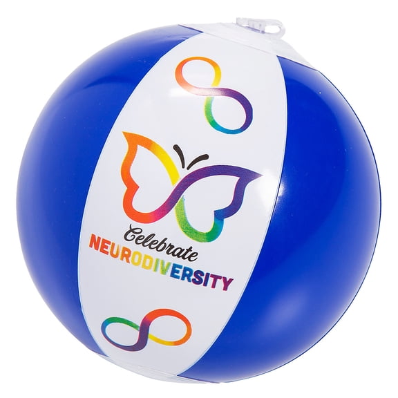 Fun Express 5" Mini Blue & White Inflatable Neurodiversity Beach Balls - 12 Pieces