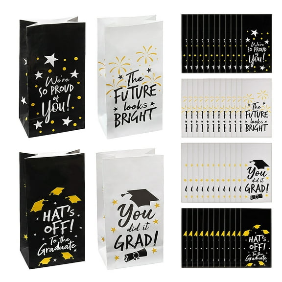 Fun Express 5" x 10" Graduation Treat Bags with Stickers for 48