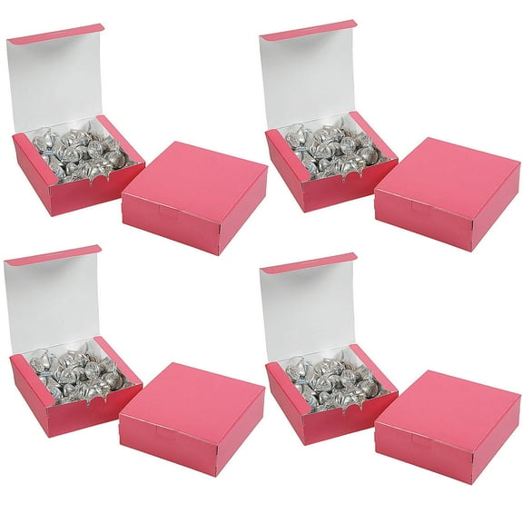 Fun Express 5" x 4 1/2" Bulk 60 Pieces Pink Square Cardstock Party Favor Boxes