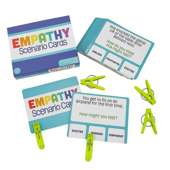 Fun Express 5" x 4" Social Emotional Learning Empathy Cardstock Clip Card Set - 36 Pieces
