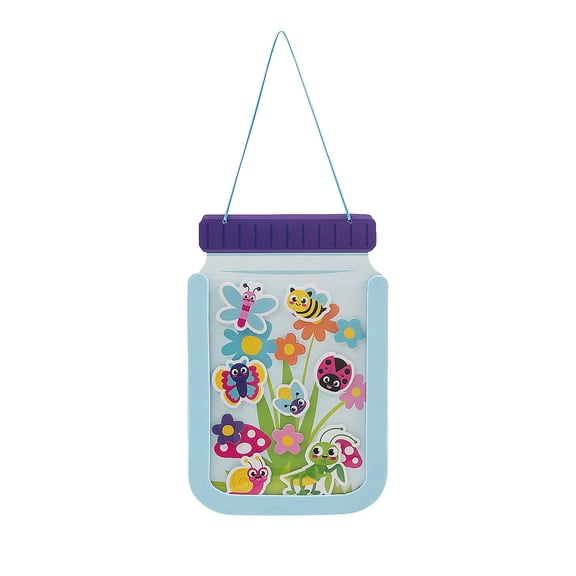 Fun Express 5" x 7 1/4" Brightly Colored Bug Jar Acetate Sign Craft Kit - Makes 12