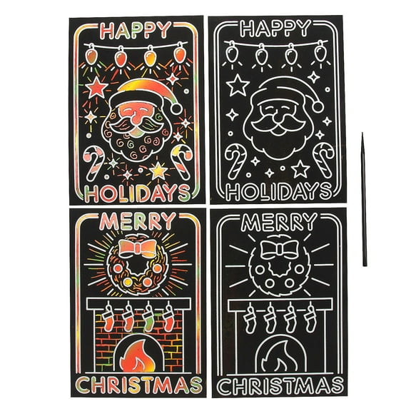 Fun Express 5" x 7" Magic Color Scratch Cardstock Christmas Lights Posters - 24 Pieces