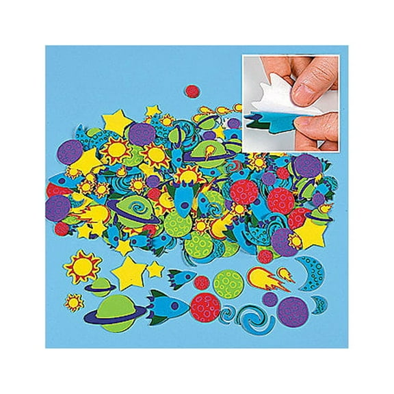 Fun Express 500 Foam Self-Adhesive Space Shapes - Fun Craft Supplies for Kids - Ideal for Scrapbooking DIY Projects & Classroom Activities - Perfect for Creative Crafts - 500 Pieces