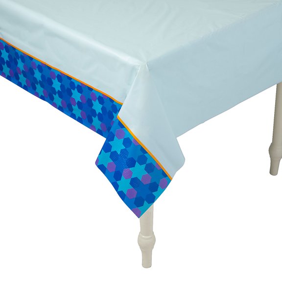 Fun Express 54" x 108" Star of David Rectangle Plastic Tablecloth