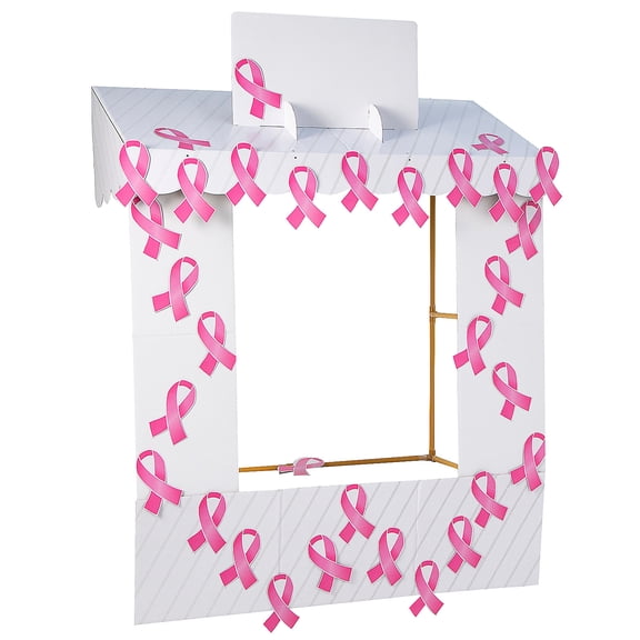 Fun Express 56" x 80" Pink Awareness Ribbon Tabletop Hut with Frame - 56 Pieces
