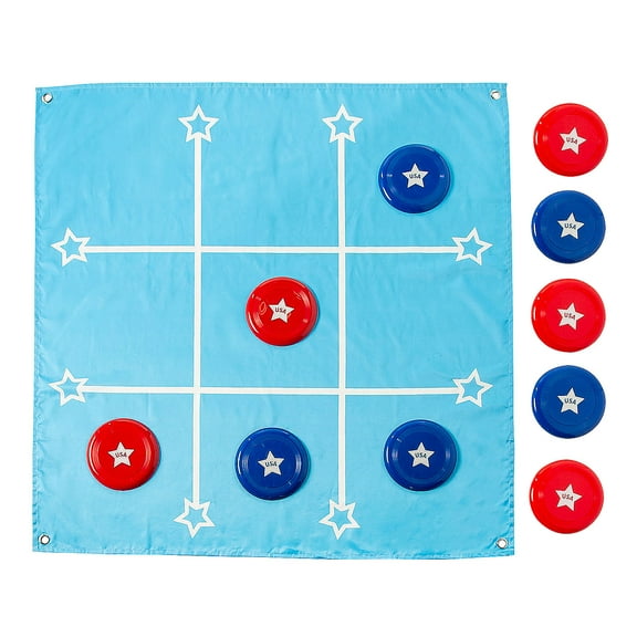 Fun Express 58" x 58" Patriotic Red, White & Blue Tic Tac Toe Game Set - 15 Pieces