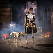 Fun Express Outdoor Animated Skeleton with Sound-Activated Light-Up Dog Halloween Decoration, 5ft & 3ft