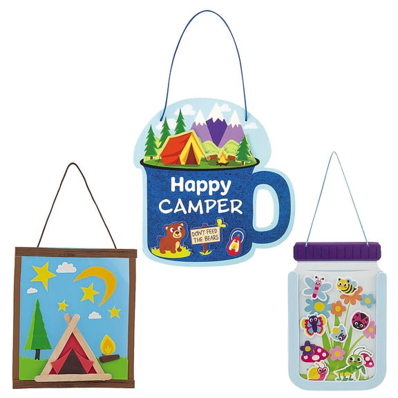 Fun Express 6 1/2" - 8" Camp-Themed Sign Craft Kit Assortment - Makes 36