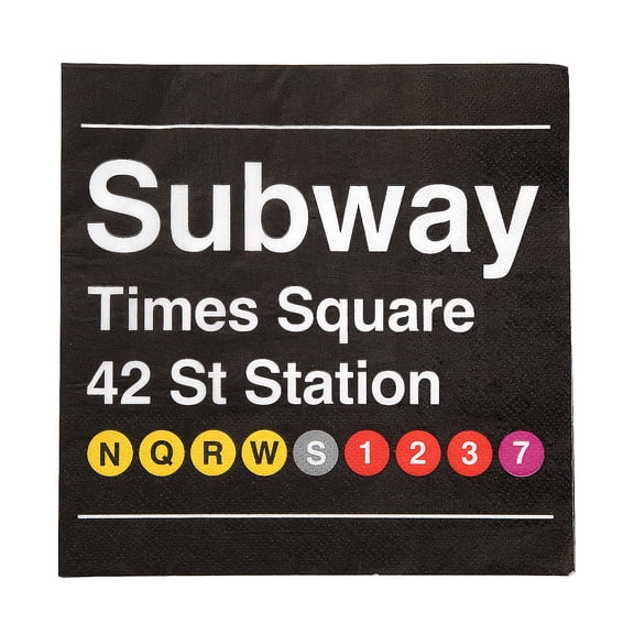 Fun Express 6 1/2" New York Party Disposable Paper Luncheon Napkins - 16 Count