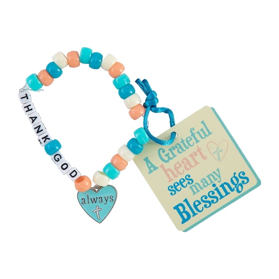 Fun Express 6 1/2" Religious Grateful Pony Bead Friendship Bracelet Craft Kit - Makes 12
