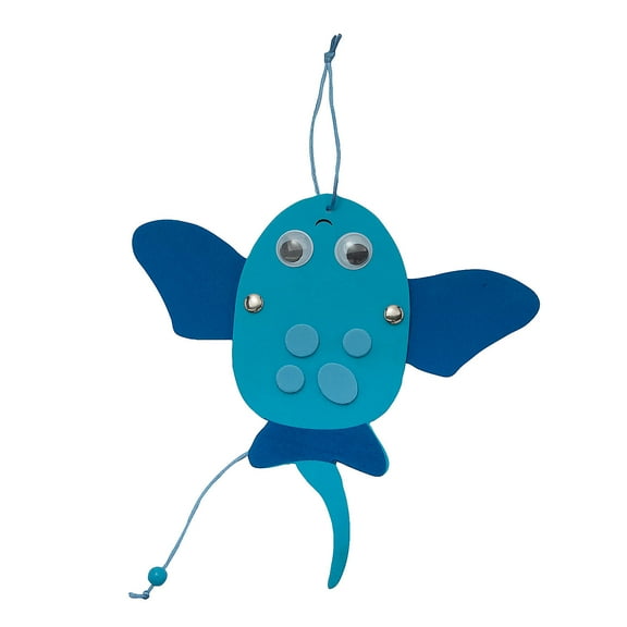 Fun Express 6 1/2" x 12" Blue Stingray Pull String Puppet Craft Kits - Makes 12