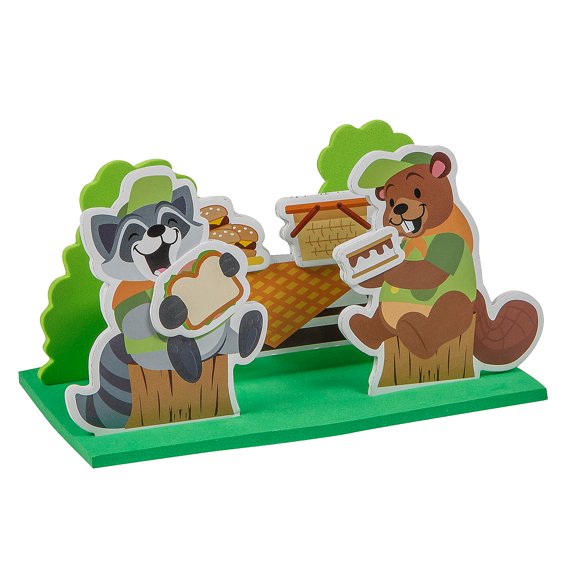 Fun Express 6 1/2" x 3 1/2" 3D Campers Eating on A Picnic Table Foam Craft Kit - 12 Pieces