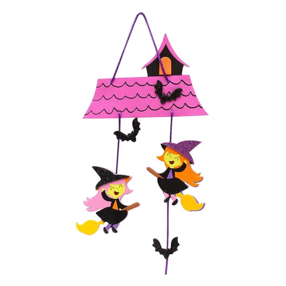 Fun Express 6 1/2" x 9" Halloween Flying Witch Mobile Foam Craft Kit - Makes 12