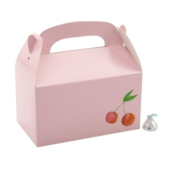 Fun Express 6 1/4" x 5 1/2" Pink Cherries Cardstock Treat Boxes - 12 Pieces