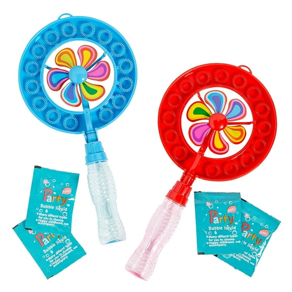 Fun Express 6 3/4" x 12 3/4" 3 oz. Windmill Bubble Bottles & Wands - 12 Pieces