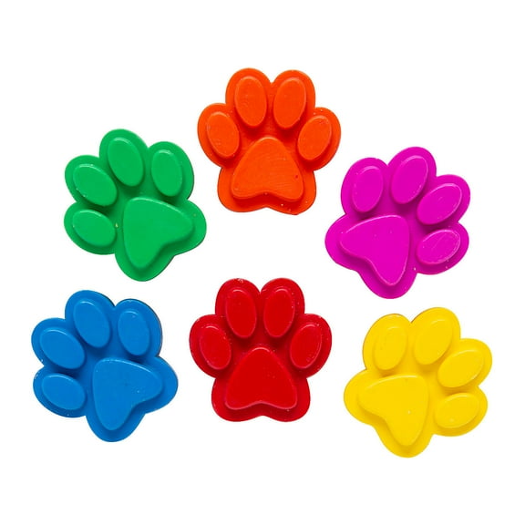 Fun Express 6-Color Paw Print-Shaped Crayons - 24 Pc