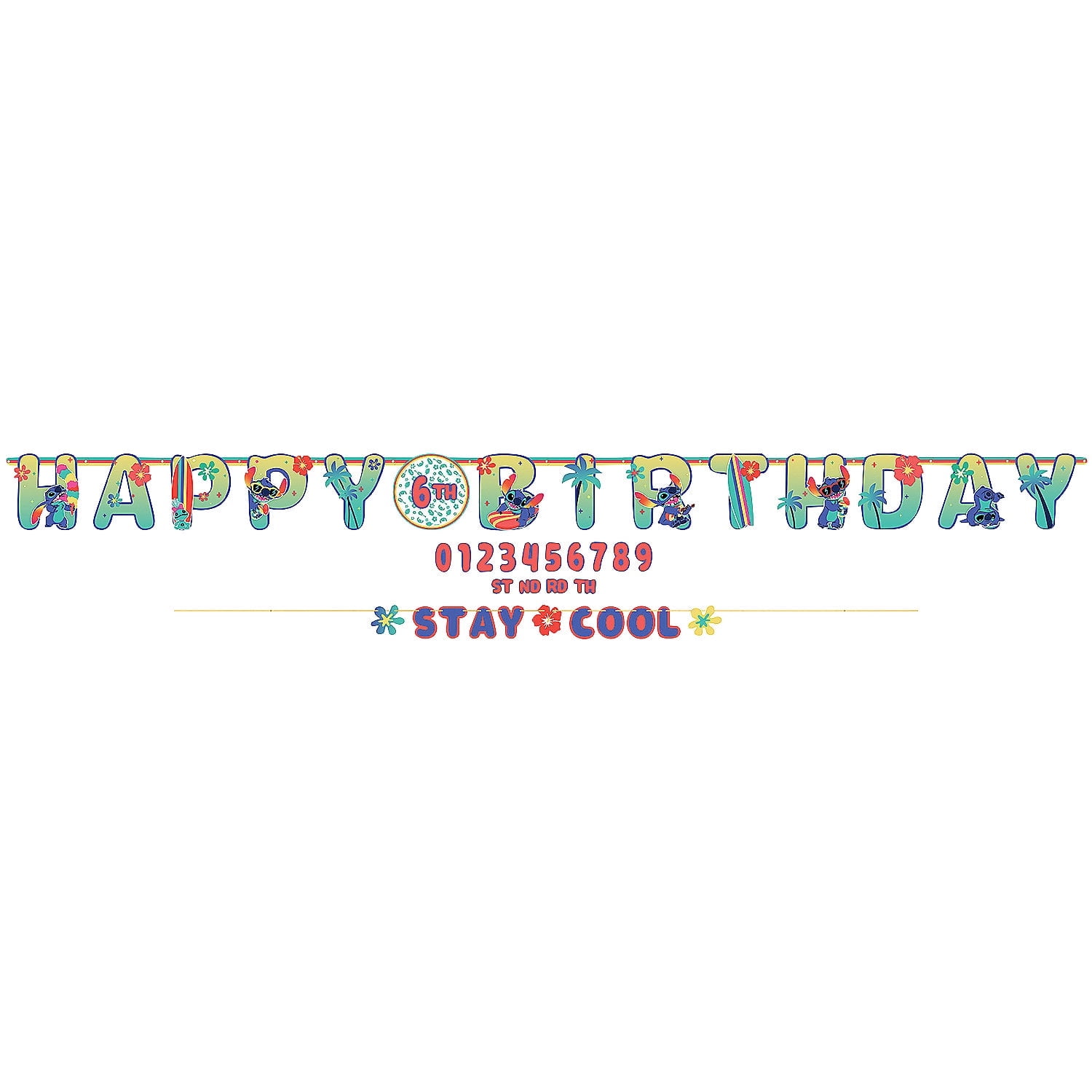 Fun Express 6 Ft. - 126" Disneys Stitch Happy Birthday Add-an-Age Jumbo Letter Banner Set - 2 Piece