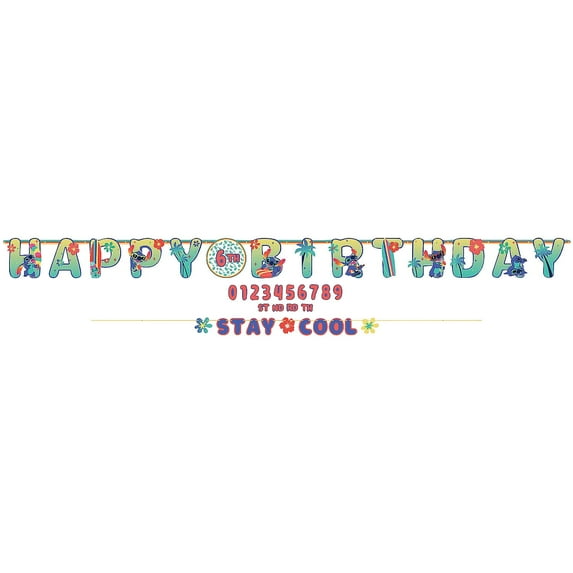 Fun Express 6 Ft. - 126" Disney’s Stitch Happy Birthday Add-an-Age Jumbo Letter Banner Set - 2 Piece