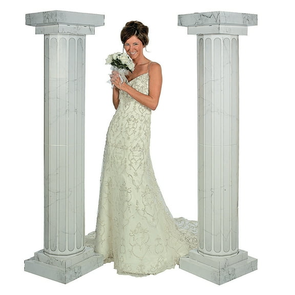 Fun Express - 6' Marble Fluted Pillars (2pc) for Wedding - Party Decor - Large Decor - 3 - D Stand Ups - Wedding - 2 Pieces
