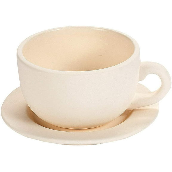 Fun Express 6 Pieces DIY Teacup Planter with Saucer, Ceramic Crafts and Kids Do it Yourself Projects