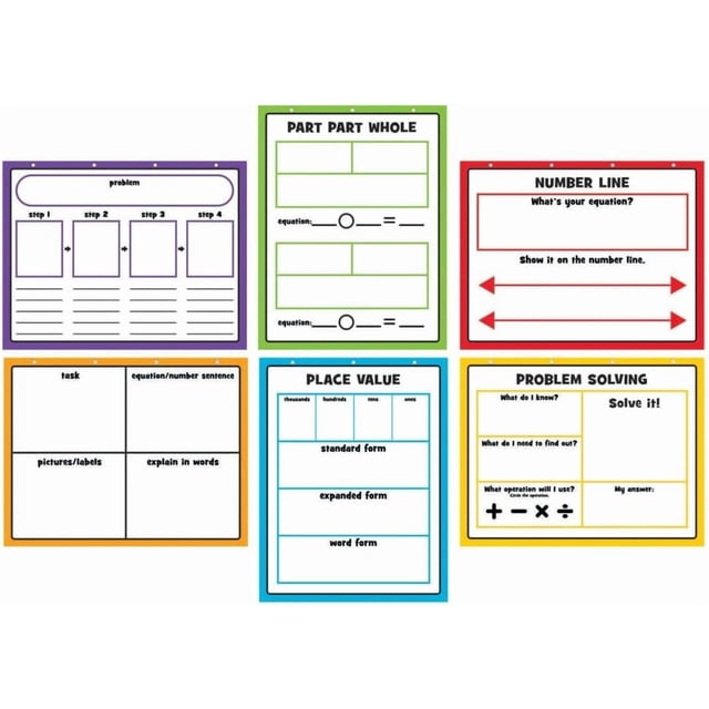 Fun Express Ruler Fun Express 6 Pieces Large Dry Erase Math Graphic Organizers ...
