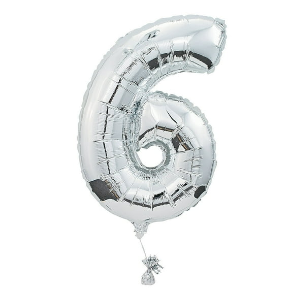 Fun Express -"6" Shaped Mylar Balloon for Birthday - Party Decor - Balloons - Mylar Balloons - Birthday - 1 Piece