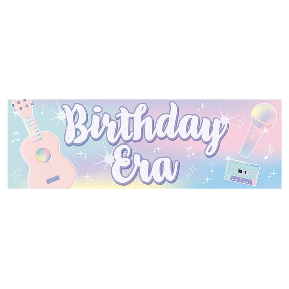 Fun Express 6 ft. x 23" Pastel Music-Themed My Birthday Era Banner - Medium