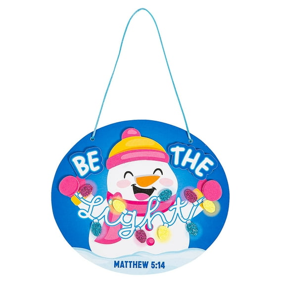 Fun Express 6" x 5" Religious Snowman Be the Light Christmas Sign Foam Craft Kit - Makes 12