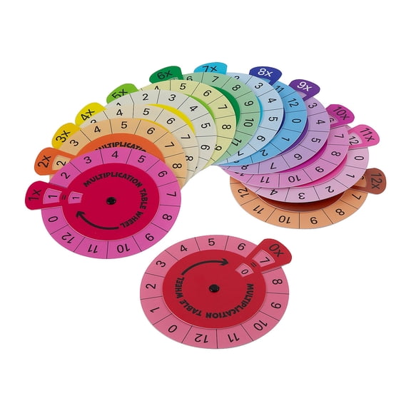 Fun Express 6" x 6 3/4" Colorful Spinning Multiplication Table Wheels - 13 Pieces