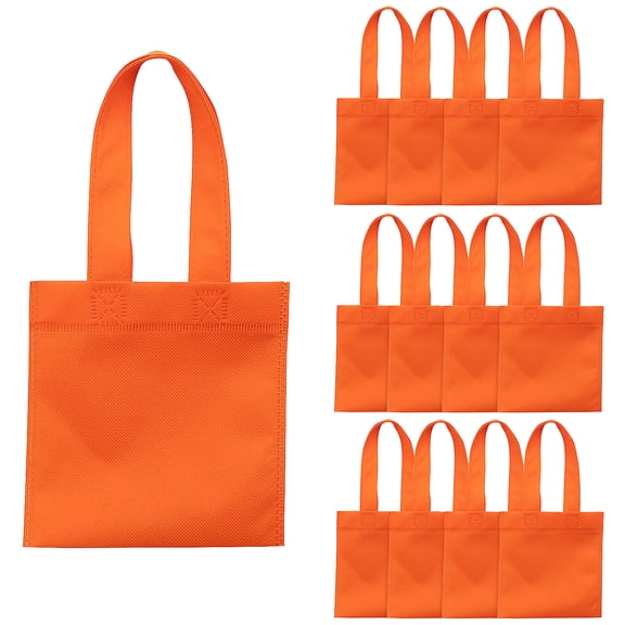Fun Express 6" x 6" Mini Orange Solid Color Nonwoven Tote Bags - 12 Pieces