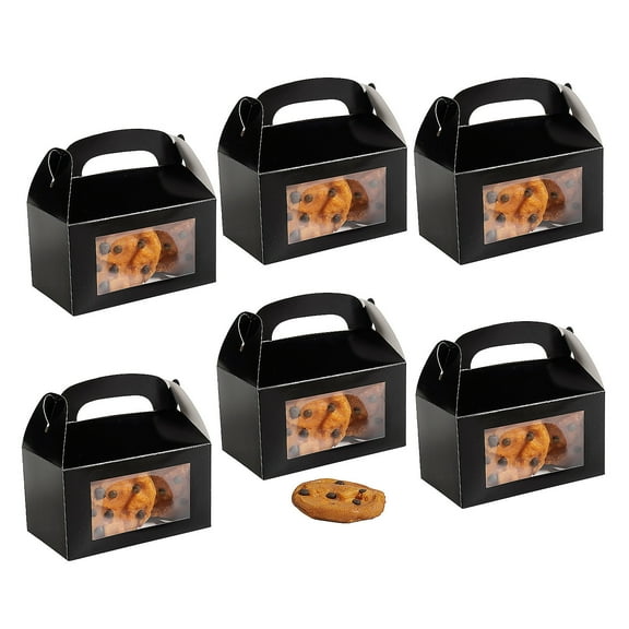 Fun Express 6" x 7" Bulk 48 Pieces Black Cardstock Treat Boxes with Display Window