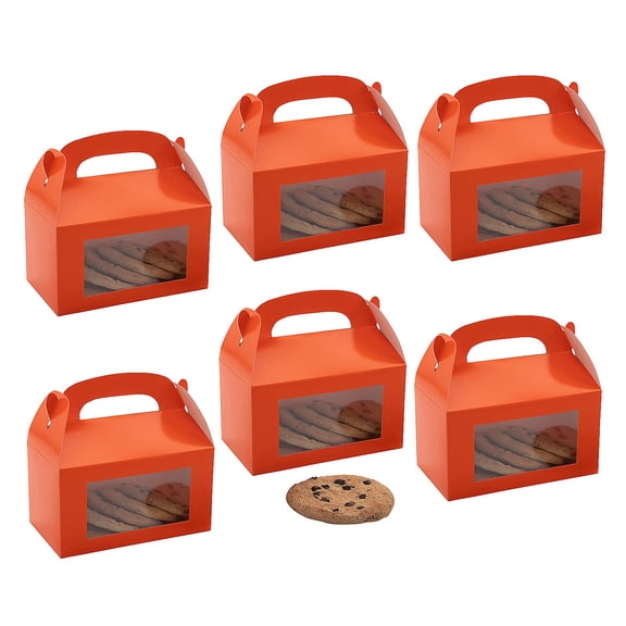 Fun Express 6" x 7" Bulk 48 Pieces Orange Cardstock Treat Boxes with Display Window