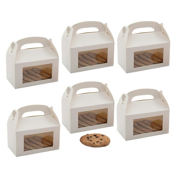 Fun Express 6" x 7" Bulk 48 Pieces White Cardstock Treat Boxes with Display Window