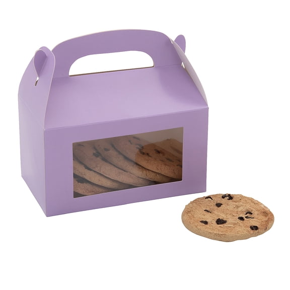 Fun Express 6" x 7" Cardstock Lavender Treat Boxes with Display Window - 12 Pieces