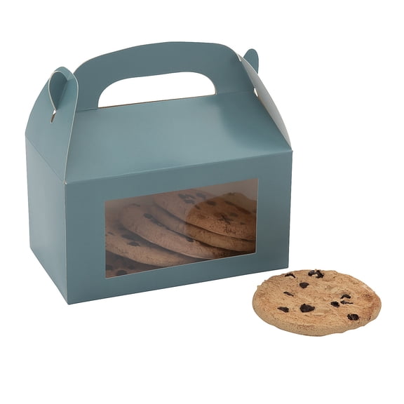 Fun Express 6" x 7" Cardstock Slate Blue Treat Boxes with Display Window - 12 Pieces