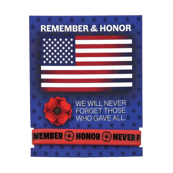 Fun Express 7 1/4" Patriotic Memorial Day Poppy Bracelets with Card for 24