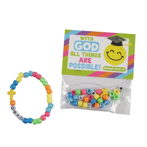 Fun Express 7 1/4" Religious Elementary Grad Bracelet Handout Craft Kit - Makes 12