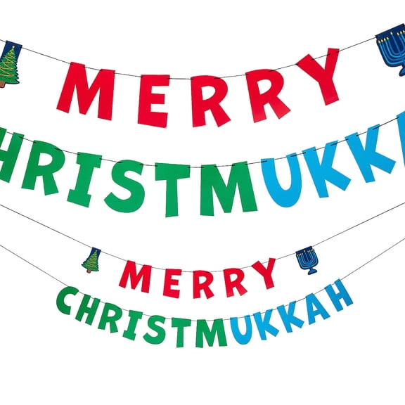 Fun Express 7 Ft. 9 Ft. Merry Christmukkah Party Cardstock Garland 2 Pieces