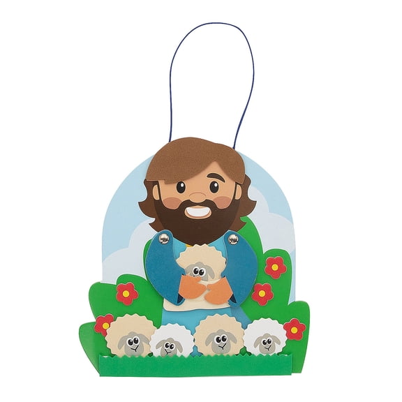 Fun Express 7" Religious The Good Shepherd Jesus Interactive Craft Kit - Makes 12, Vacation Bible School Supplies